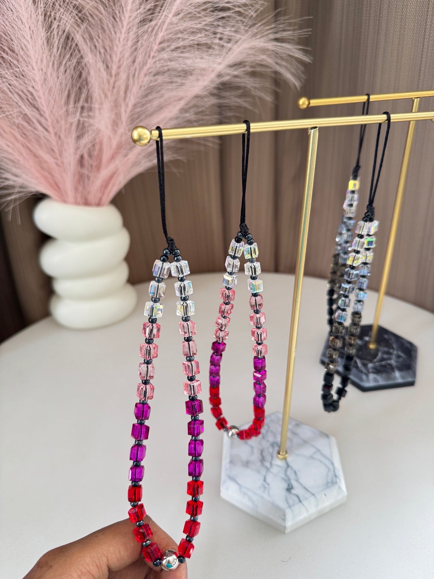 Crystal Beads Phone Lanyard Multicolor
