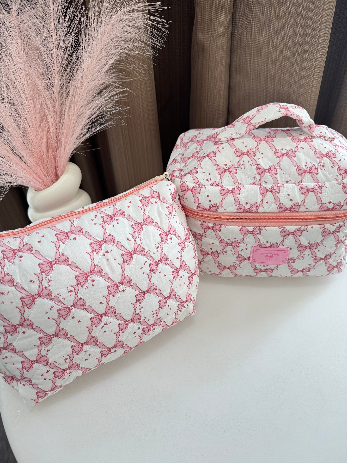 Pink Coquette Bow Storage Bag 25cm by 17cm by 17cm With Handle