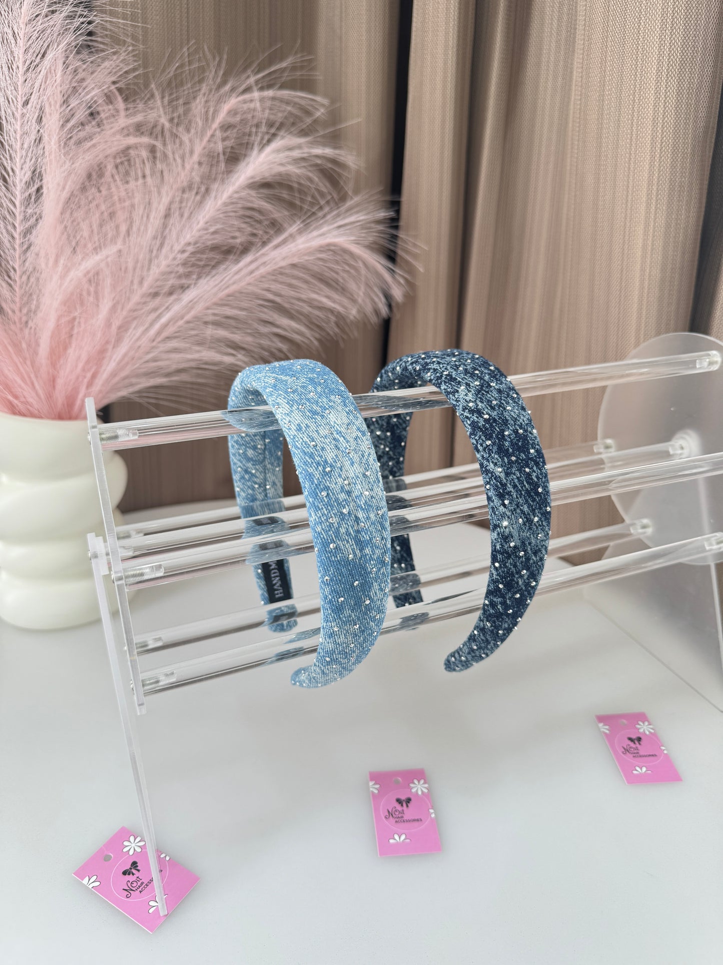 Rhinestone Denim Headband Medium