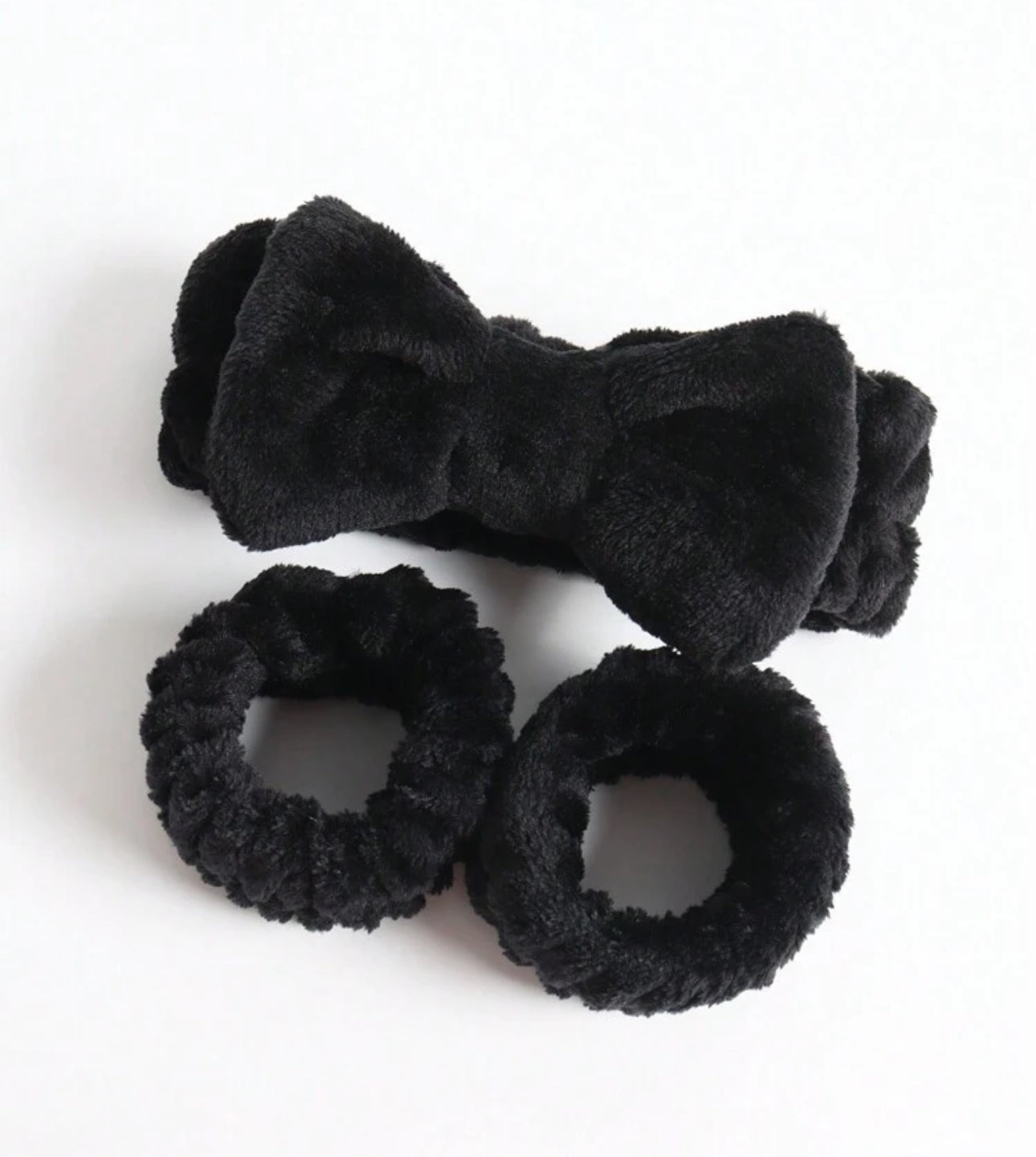 Towel Bow Hair band black 3pcs set