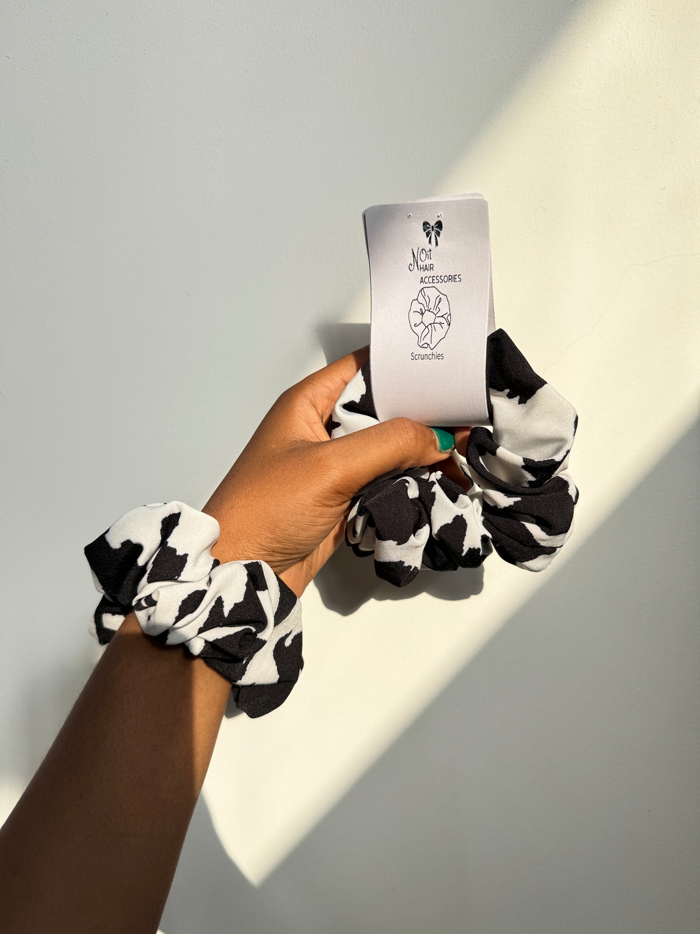 NOIT Silk Scrunchies Cow Print