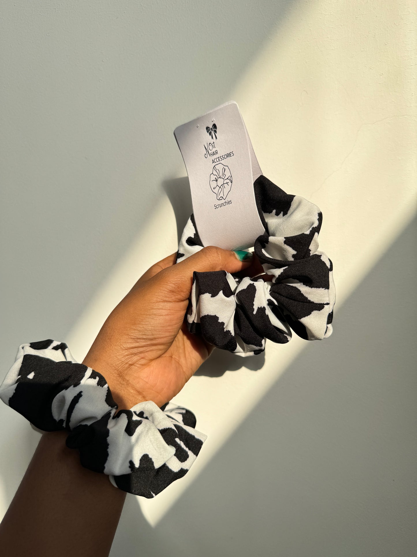 NOIT Silk Scrunchies Cow Print