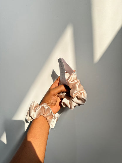 NOIT Silk Scrunchies Brown and Champagne Gold