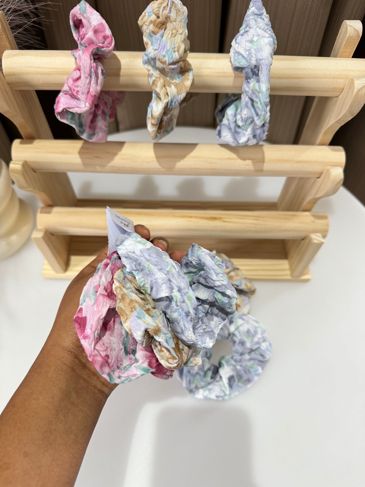 Floral Oil Paint Print Scrunchies set of 3