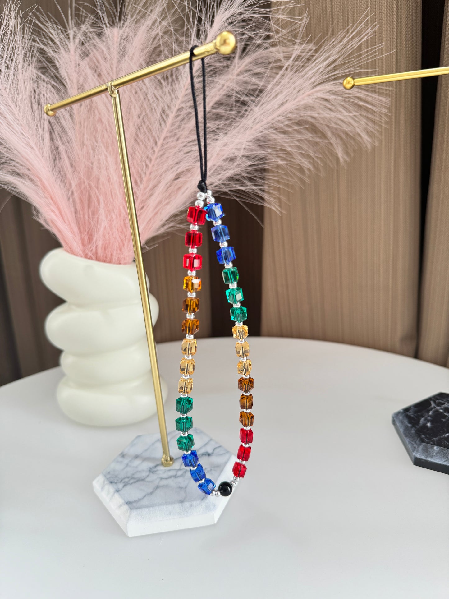 Crystal Beads Phone Lanyard Multicolor