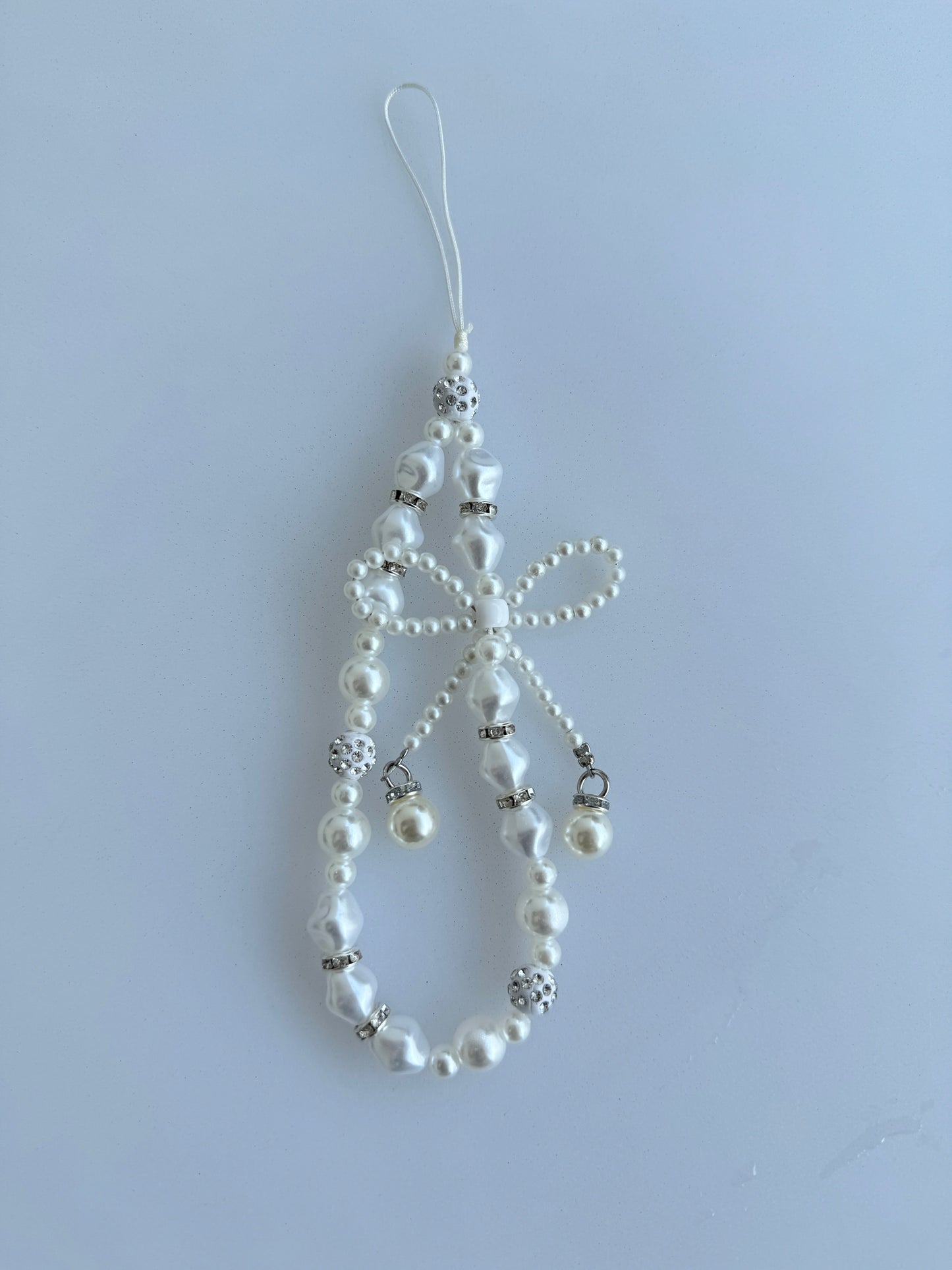 White Pearl Bow Phone Lanyard