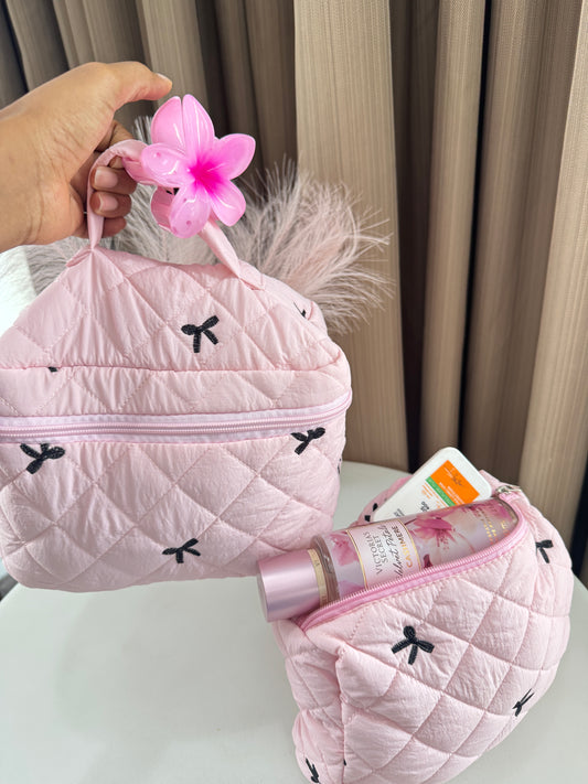 Pink Coquette Bow Storage Bag 25cm by 17cm by 17cm With Handle