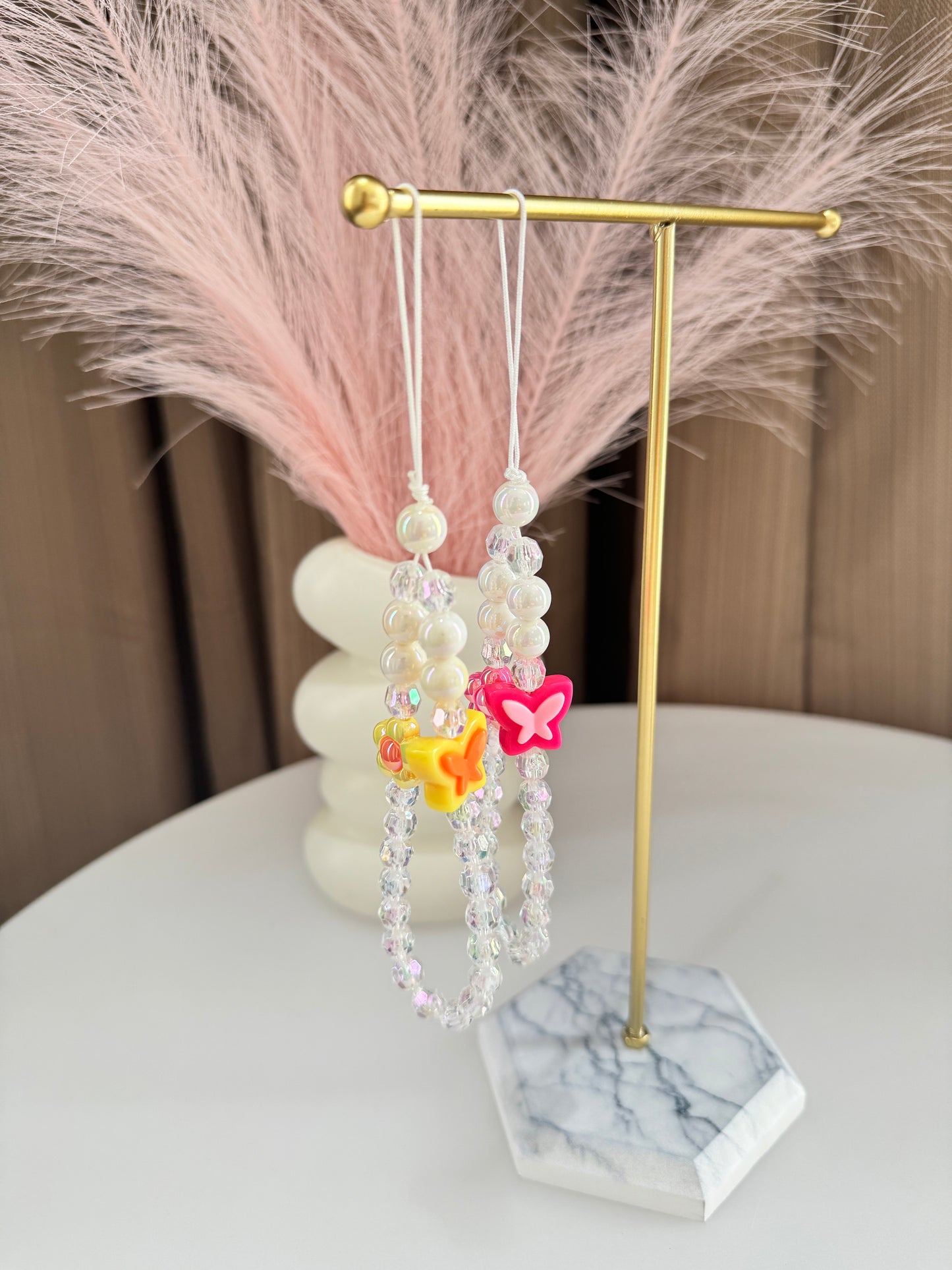 Crystal Butterfly and Flower Phone Lanyard