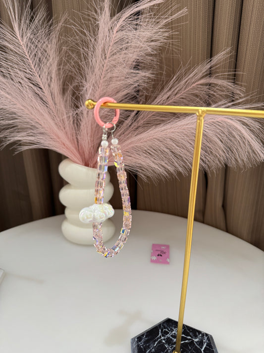 Crystal Cloud Phone Lanyard Pink