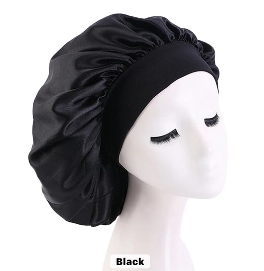 Regular Size Silk Hair Bonnet Black