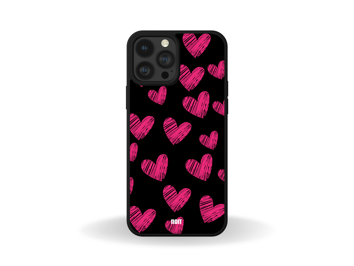 Pink Scribble Heart With Black Background Phone Case