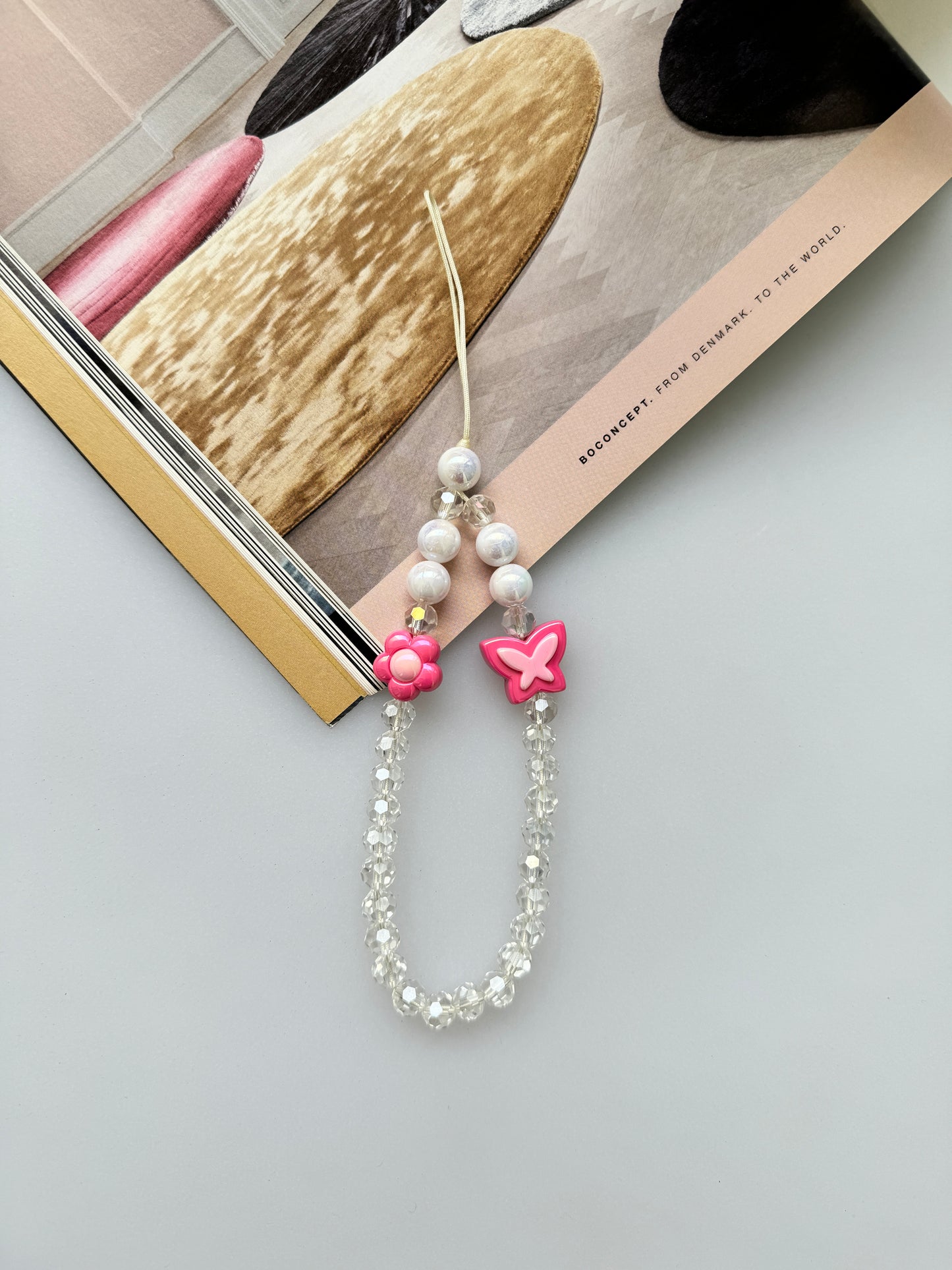 Crystal Butterfly and Flower Phone Lanyard