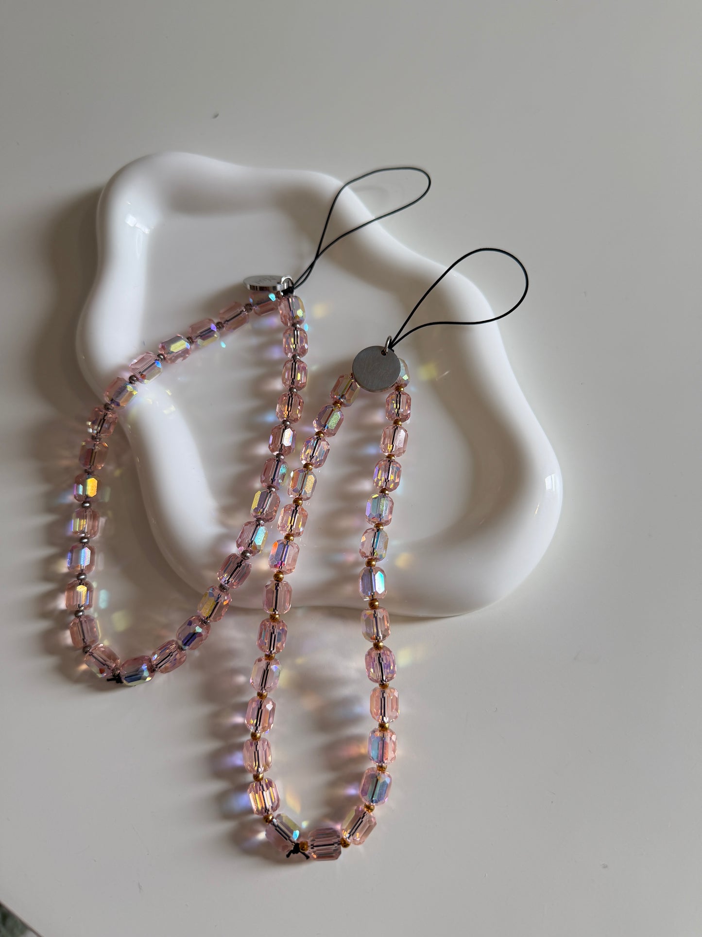 Blush Crystal Beads Lanyard