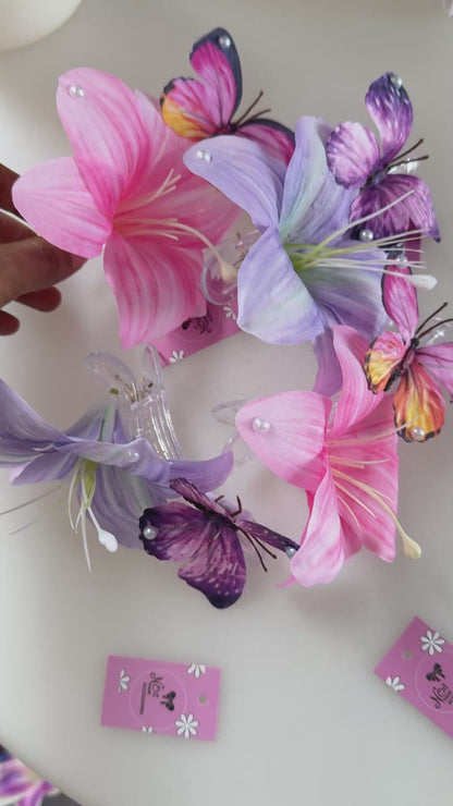 Lily and Butterfly Hair Clips